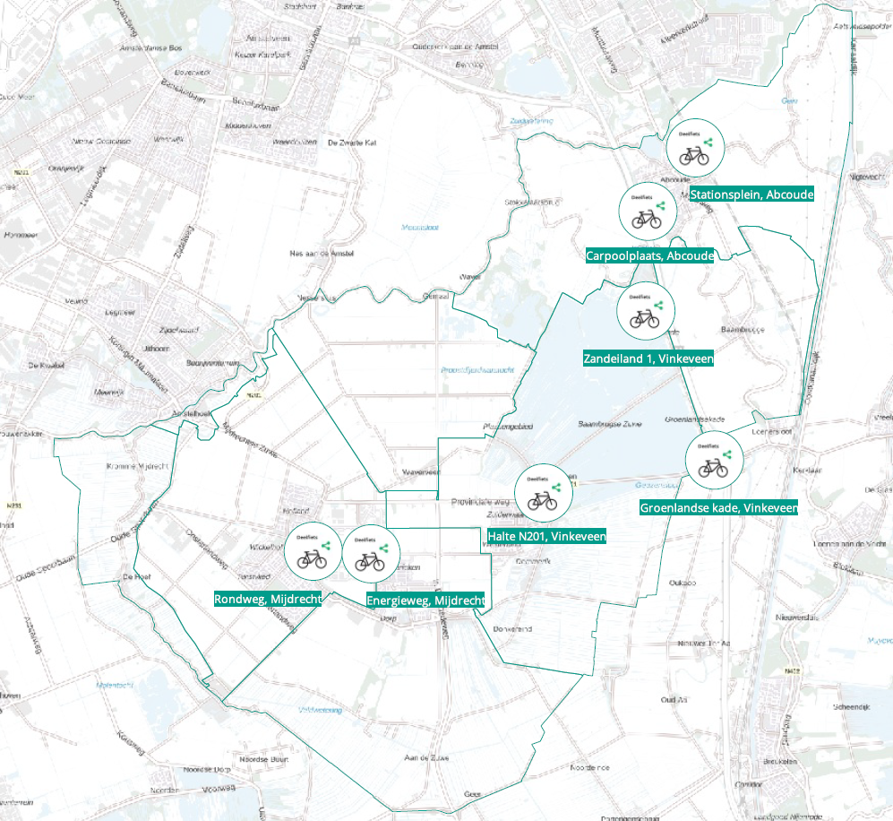 Deelfietsen locaties in De Ronde Venen